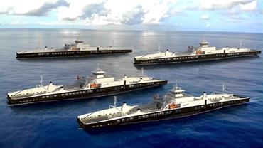 Illustration of the four ferries, currently being built with delays at the Turkish Tersan Shipyard Illustration of the four ferries, currently being built with delays at the Turkish Tersan Shipyard
