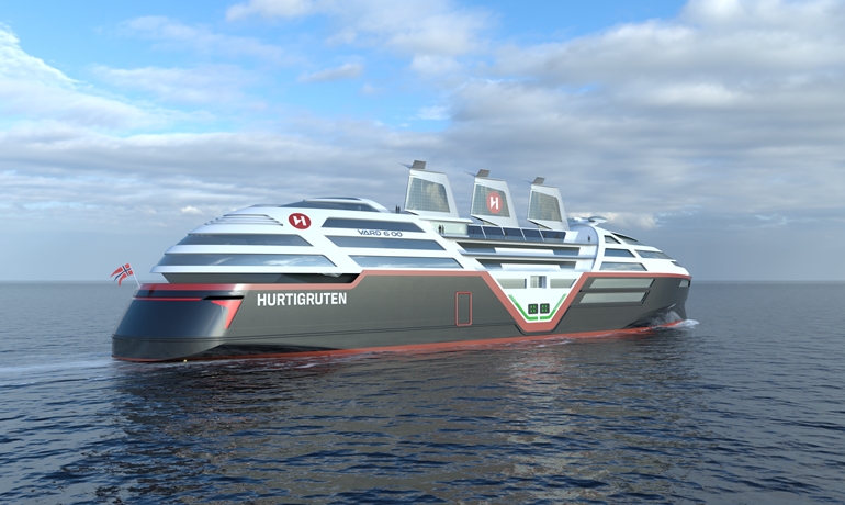 Hurtigruten Sea Zero Concept Visualisation, sails folded © VARD Design Hurtigruten Sea Zero Concept Visualisation, sails folded © VARD Design