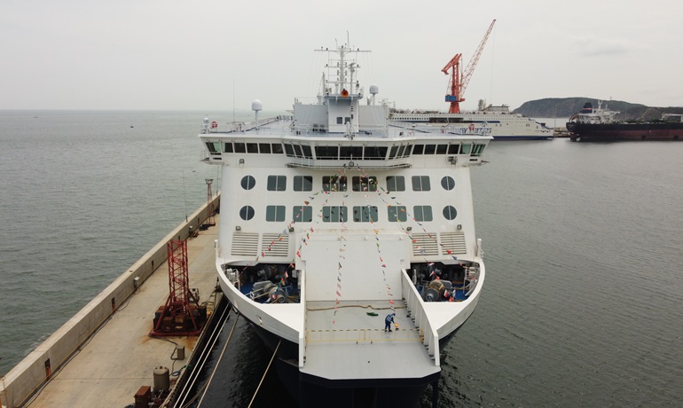 CÔTE D'OPALE is ready to leave Weihai, China for the Dover Strait. © Stena RoRo