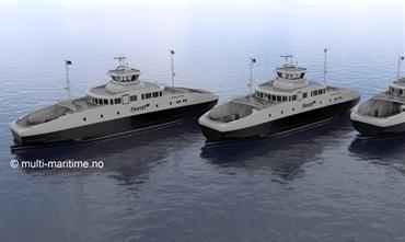 The three diesel-electric ferries recently ordered ready to be put into service 2018-2019. Photo © from the designer and developer Multi Maritime 