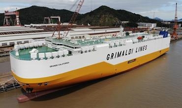 GRANDE CALIFORNIA is the seventh and last post-Panamax PCTC built by Yangfan on behalf of Grimaldi Group. © Grimaldi Group