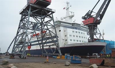 Photo of COLOR VIKING taken 1 December at Denmark's Fayard shipyard, showing the Color Line name removed from the side. COLOR CARRIER is also found at the same yard. The buyer for that is however not-yet confirmed © Peter Therkildsen