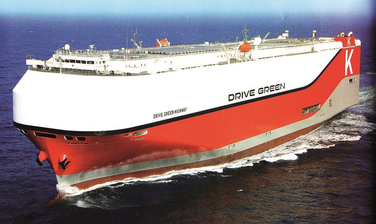 K-line's 2016-built DRIVE GREEN HIGHWAY, capable of carrying 7573 cars K-line's 2016-built DRIVE GREEN HIGHWAY, capable of carrying 7573 cars