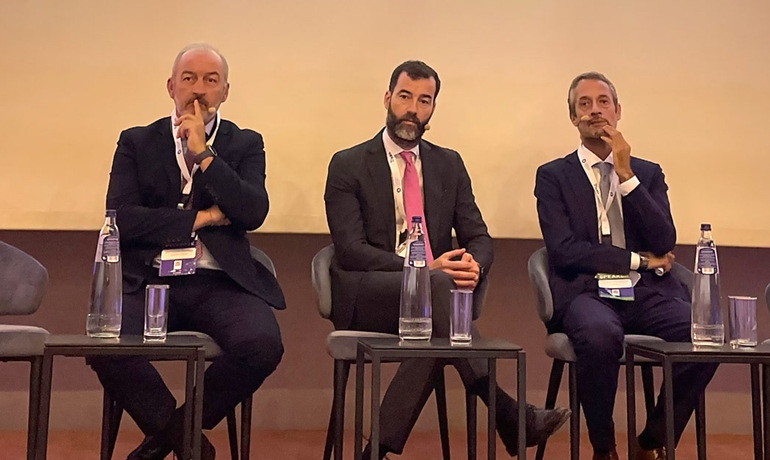 L to R: Christophe Mathieu, Brittany Ferries CEO and Interferry Director; Benito Nuñez, Director General for Merchant Marine/Spanish Transport Ministry; and Lorenzo Matacena, Chair of Shortsea Committee of Italian Shipowners Association Confitarma