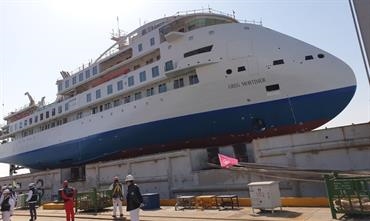 GREG MORTIMER during its launch 12 March at China Merchants Heavy Industry © SunStone Ships GREG MORTIMER during its launch 12 March at China Merchants Heavy Industry © SunStone Ships