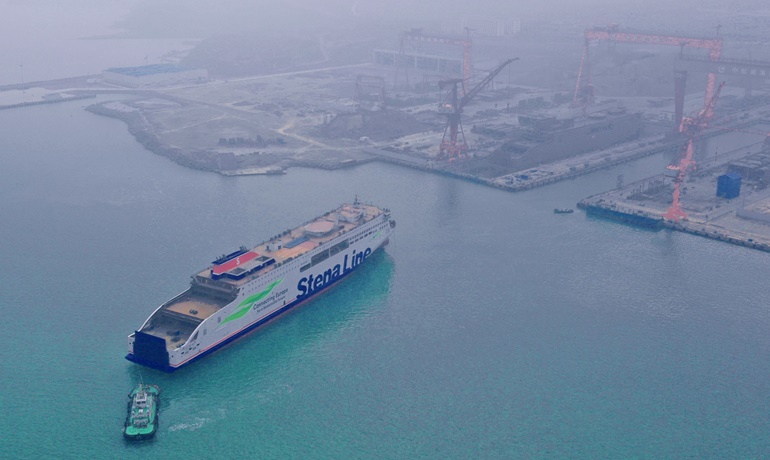 STENA ESTRID was pulled ouf the building dock on 20 February © AVIC Ship