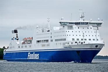 EUROFERRY CORFU is the former FINNEAGLE. Unlike on FINNLCIPPER, no extra fourth freight deck has been added. © Uwe Jakob