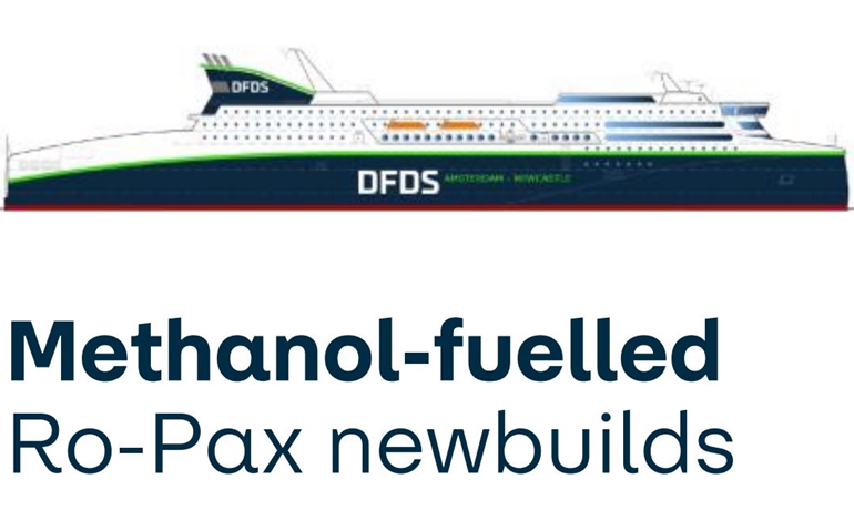 DFDS concept for two new methanol powered ro-paxes for the Amsterdam - Newcastle route