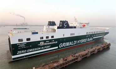 ECO LIVORNO will be the third GG5G to serve Grimaldi's successful Livorno-Savona-Barcelona-Valencia MoS. © Grimaldi Lines ECO LIVORNO will be the third GG5G to serve Grimaldi's successful Livorno-Savona-Barcelona-Valencia MoS. © Grimaldi Lines
