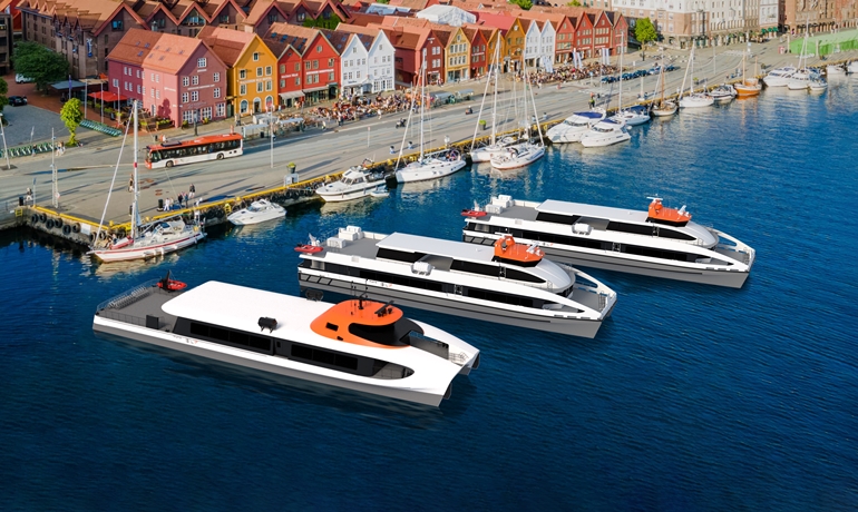 All three vessels. The newbuild closest All three vessels. The newbuild closest