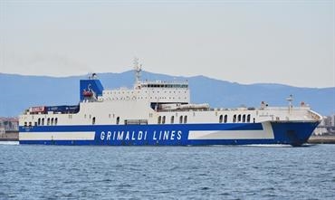 Grimaldi Group is entering the direct Continent-Ireland ro-ro ferry market with the scrubber-equipped EUROCARGO BARI. © Marc Ottini