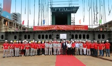 Keel laying of VIKING GLORY in the morning of Monday 3 June © Viking Line Keel laying of VIKING GLORY in the morning of Monday 3 June © Viking Line