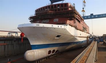 TT-Line's newbuild in the building dock. © Jinling Shipyard