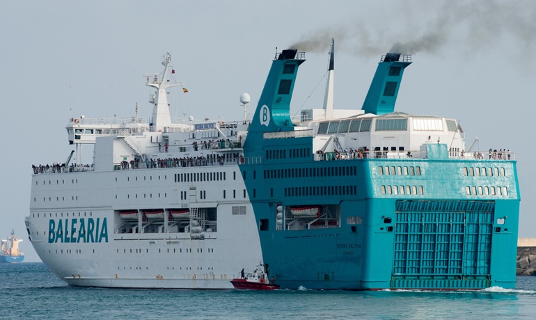 Baleària's new and likely temporary Nador-Sète 'COVID-19' route is operated by the REGINA BALTICA. © Frank Lose