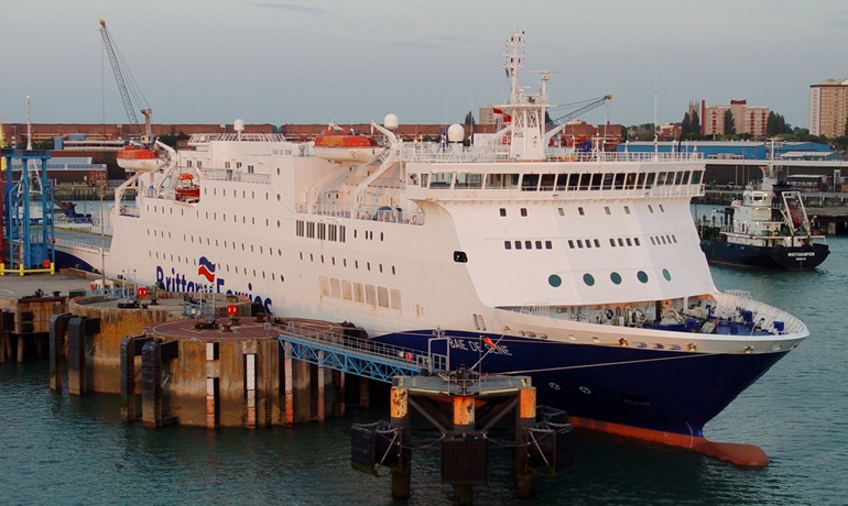 Brittany Ferries vessel BAIE DE SEINE loading for Spain at Portsmouth International Ferry Port. Photo © Russell Plummer Brittany Ferries vessel BAIE DE SEINE loading for Spain at Portsmouth International Ferry Port. Photo © Russell Plummer