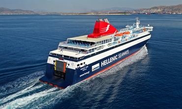Hellenic Seaways's NISSOS CHIOS will take up service as Blue Star Ferries' BLUE STAR CHIOS following her drydocking. © George Giannakis