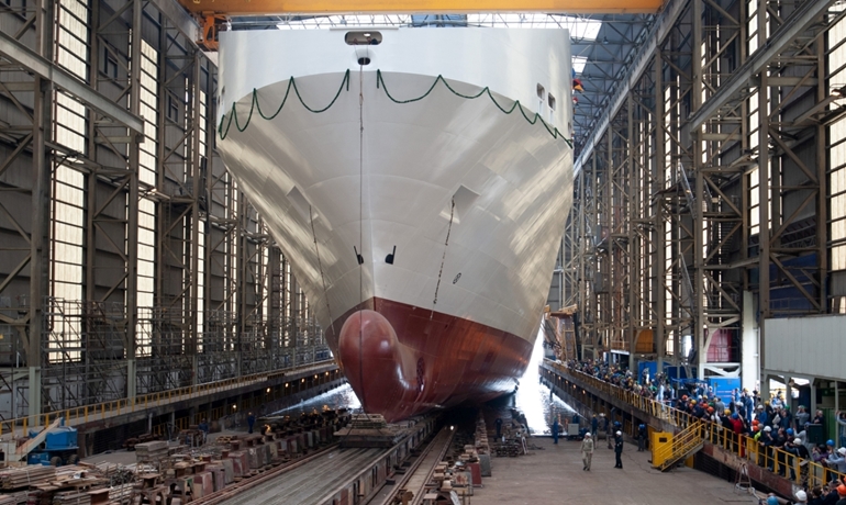 TENNOR OCEAN is being launched in the large shipbuilding hall at Flensburger Schiffbau-Gesellschaft © Marianne Lins/FSG TENNOR OCEAN is being launched in the large shipbuilding hall at Flensburger Schiffbau-Gesellschaft © Marianne Lins/FSG