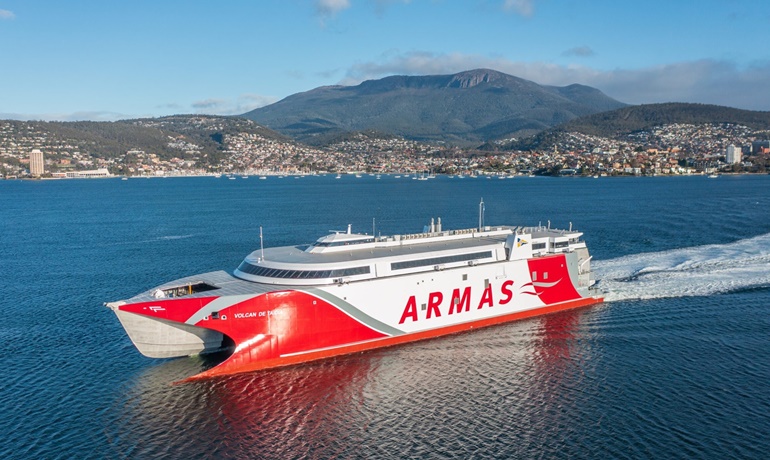 Incat hull 93 on its way to the Canary Islands © Naviera Armas