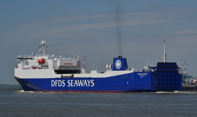 ANGLIA SEAWAYS - still displaying the old livery - has become too small for DFDS's requirements © Stefan Verberckmoes