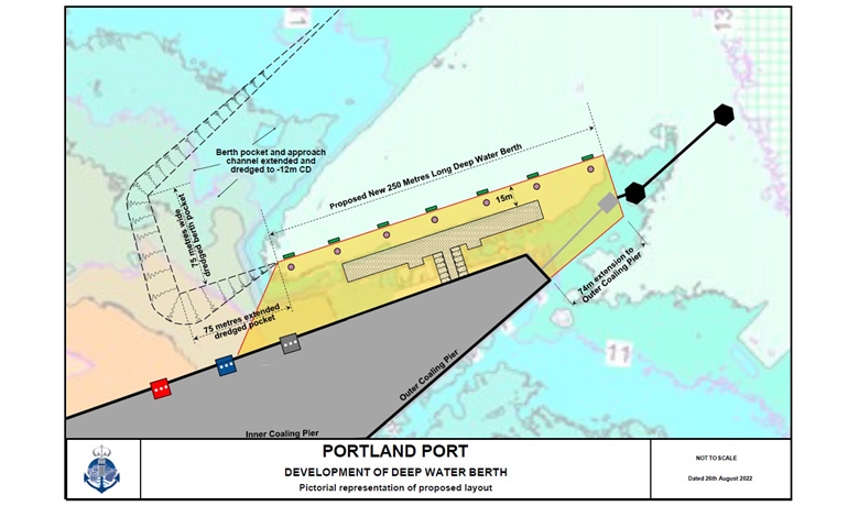 Pictorial representation of Portland Port’s Deep Water Berth development plan © Portland Port Pictorial representation of Portland Port’s Deep Water Berth development plan © Portland Port