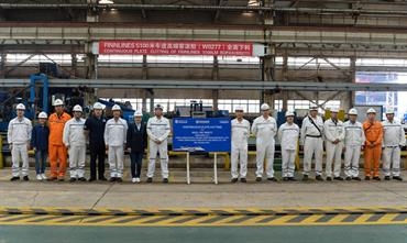 FINNCANOPUS first steel cut at CMI Jinling Weihai Shipyard © Finnlines