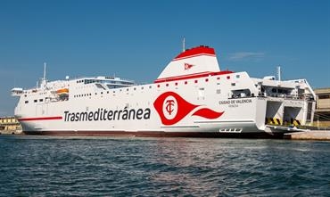 CIUDAD DE VALENCIA has now joined Armas-Trasmediterránea - its sister ship will be chartered bv GNV. © Frank Lose