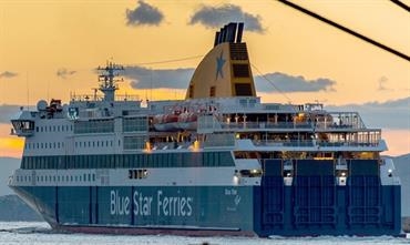 BLUE STAR PATMOS with 205 passengers on board grounded off Ios © George Giannakis