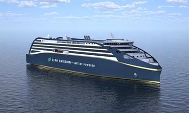 A fully electric RoPax concept by Kongsberg