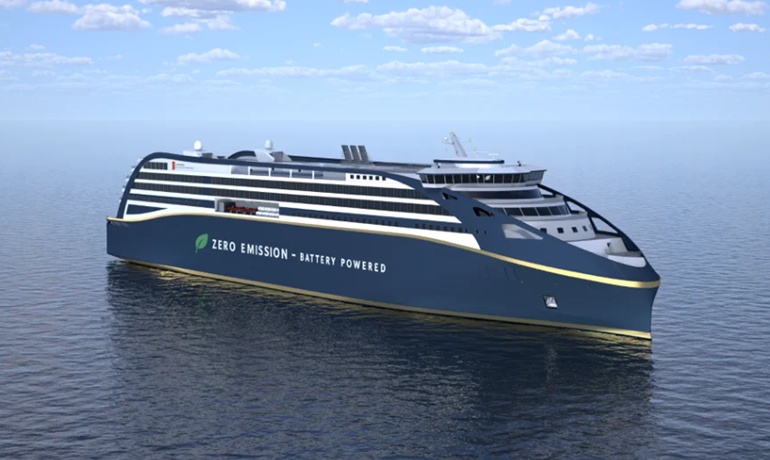 A fully electric RoPax concept by Kongsberg