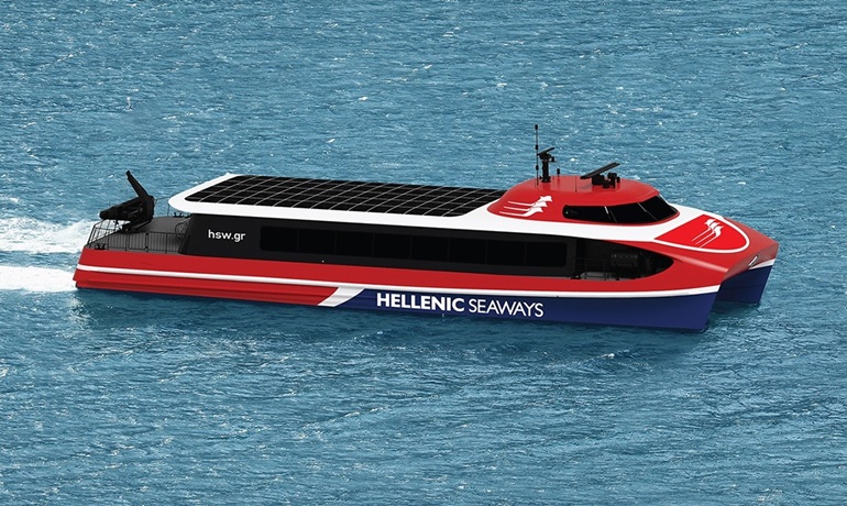 Rendering of Attica Group's new Aero high-speed catamarans for Hellenic Seaways service. © Attica Group