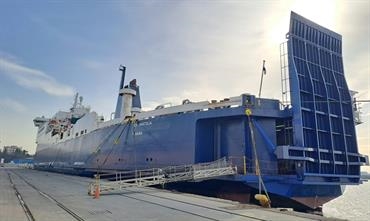 SEA ANATOLIA after being fitted with her new, large capacity, stern ramp in Yalova. © Sea Lines