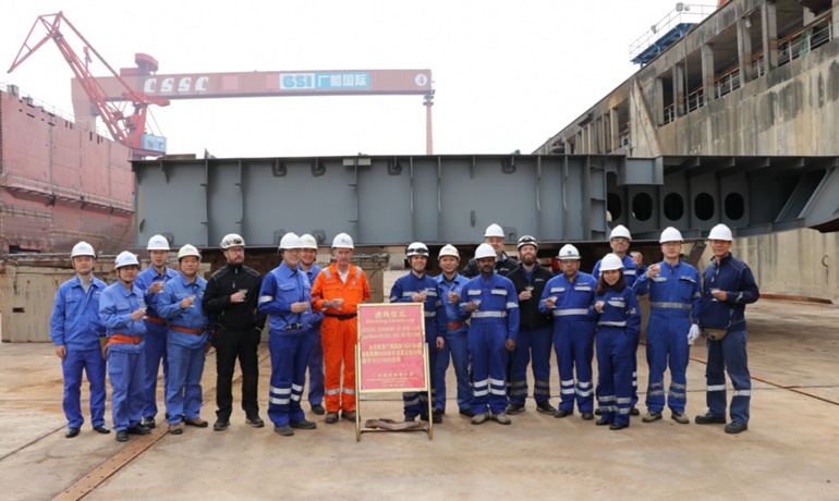 Keel laying ceremony on Monday 13 January. © DFDS