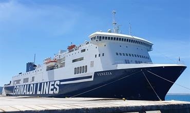 The Visentini Class VENEZIA will operate a twice weekly Venice-Igoumenitsa-Patras ro-pax service. © Grimaldi Group The Visentini Class VENEZIA will operate a twice weekly Venice-Igoumenitsa-Patras ro-pax service. © Grimaldi Group