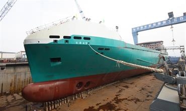 TASMANIAN ACHIEVER II in the building dock at Jinling  © Jinling Shipyard