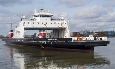 The ships to be built by Damen Shipyards Mangalia will follow the design of SEASPAN SWIFT and RELIANT © Seaspan Ferries