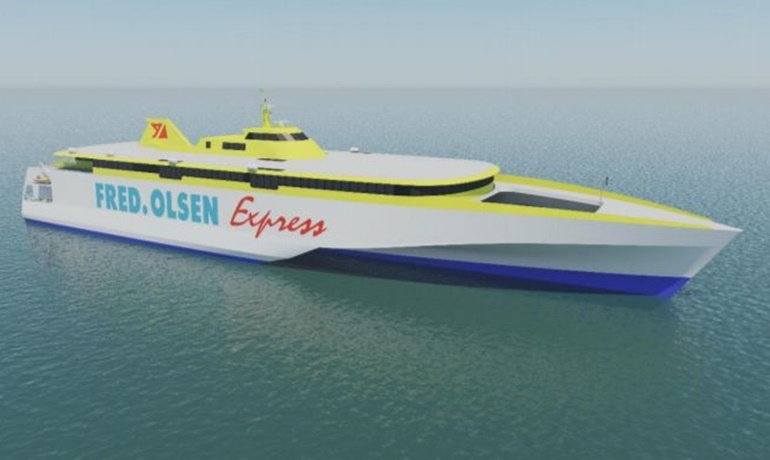 BAJAMAR EXPRESS and BANADEROS EXPRESS are the names of the 117m Fred. Olsen Express trimarans © Austal