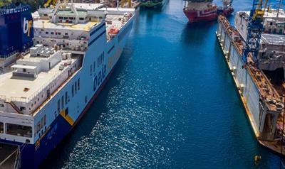 CALIFORNIA STAR with the new passenger block seen on the aft section of the upper freight deck © Viktor Lenac Shipyard