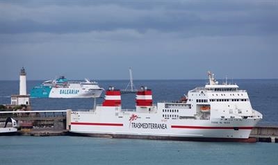 CIUDAD DE IBIZA still displaying the old Trasmediterránea livery. © Kai Ortel