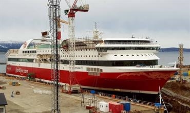 Notwithstanding the extra cabin deck, STAVANGERFJORD has retained her yacht-like lines © Fosen Yard Notwithstanding the extra cabin deck, STAVANGERFJORD has retained her yacht-like lines © Fosen Yard