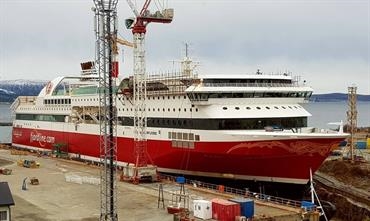 Notwithstanding the extra cabin deck, STAVANGERFJORD has retained her yacht-like lines © Fosen Yard