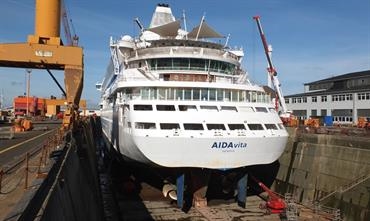 AIDAvita in Lloyd Werft's number two drydock - © Christian Eckardt AIDAvita in Lloyd Werft's number two drydock - © Christian Eckardt