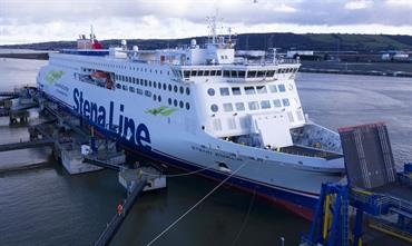 STENA EMBLA seen alongside the Belfast Victoria Terminal 2 (VT2). © Stena Line