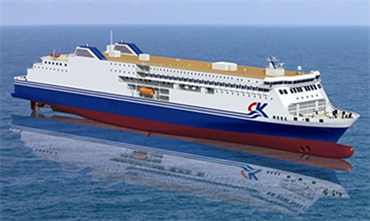 3D rendering of the new China-South Korea ro-pax ferry under construction for COSCO Shipping (Qingdao) © Tianjin Xingang Shipbuilding Heavy Industry