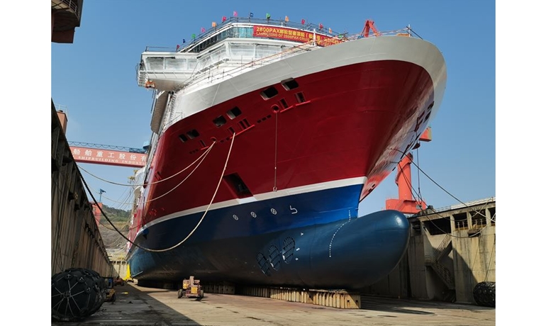 VIKING GLORY was floated out of the building dock on 26 January. © Viking Line
