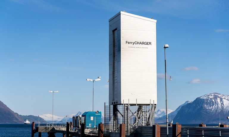 A similiar NES ferry charging station in Hareid, Norway © NES A similiar NES ferry charging station in Hareid, Norway © NES
