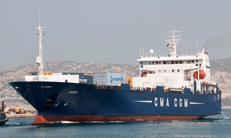 CMA CGM's new weekly Marseille-Barcelona-Casablanca ro-ro service will be operated by the 16.5-knot AKNOUL. © Frank Lose