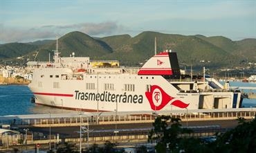 DIMONIOS has been renamed CIUDAD DE PALMA and is the first ship to display the new Trasmed livery © Trasmediterranea