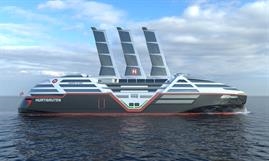 Hurtigruten Sea Zero Concept Visualisation, sails fully extended. © VARD Design