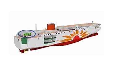 Artist's impression of Ferry Sunflower's LNG-powered newbuilds with on-deck LNG tanks © Mitsui O.S.K. Lines