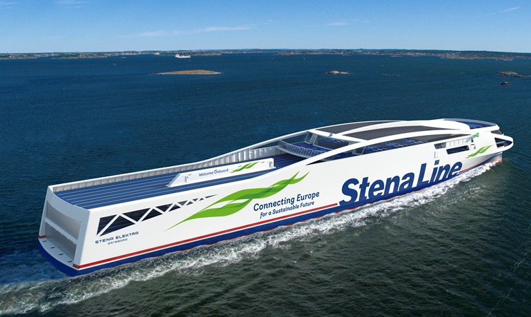 Concept design of Stena Line's zero-emission ro-pax ferry for its Gothenburg-Frederikshavn service. © Stena Teknik